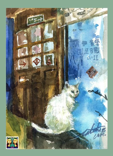 貓咖啡1_手繪原作(僅此一件)