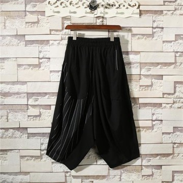 2021潮流原創冰絲涼爽寬松燈籠褲發型師百搭個性暗黑吊襠褲子男裝