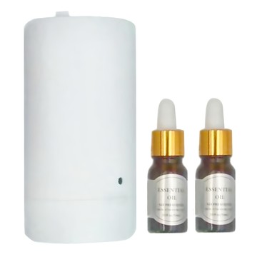 LifeShopping 車用香氛水氧機 CAAD0042BWTS2 附2瓶精油  白色