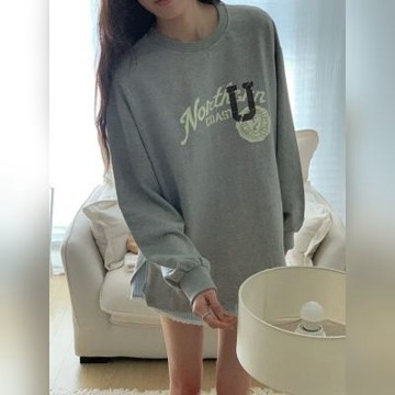 正韓女上衣 大碼開杈長袖T恤FIE1215-創翊韓都
