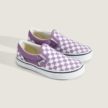 Color Theory Classic Slip-On 中童款紫色棋盤格滑板鞋