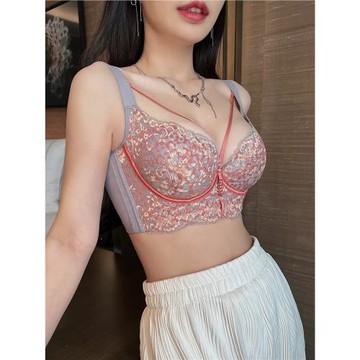 卉巖BC中杯美胸聚攏內衣女透氣夏收副乳防外擴調整型文胸套裝新款