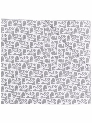 PINKO - monogram-print knitted scarf - women - Cotton/Nylon/Viscose/Cashmere/Wool - One Size - Grey