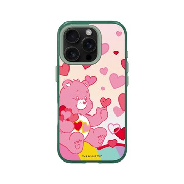 iPhone 16 Pro Clear 憂墨綠 - Care Bears - 愛心滿天