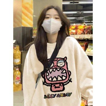 已售9642件💖赤道少女 大學t 衛衣 圓領 設計感 寬鬆 ins 風衣服 秋冬上衣 長袖上衣 卡通動漫 休閒百搭 衣