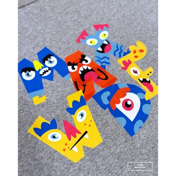 E7th.厚磅搞怪字母大學T-灰(E7F0062311)