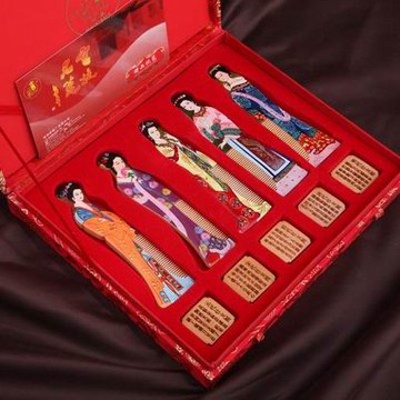 【梳篦禮盒-仕女圖/鴛鴦對梳-1款/組】特色工藝品木梳子手工彩繪 生日祝福禮物兩款可選-30011