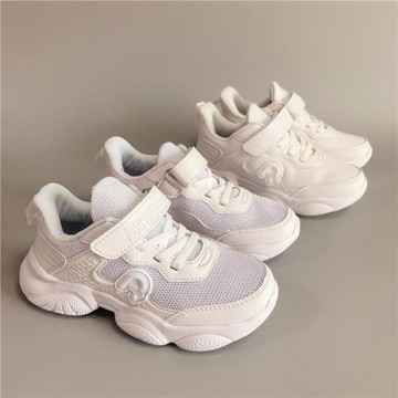 01學校指定小白鞋學生鞋白色運動鞋休閑鞋外貿童鞋28-39碼透氣防