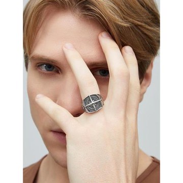 朋克風歐美個性戒指男小眾設計潮牌冷淡風高級感痞帥鈦鋼食指環