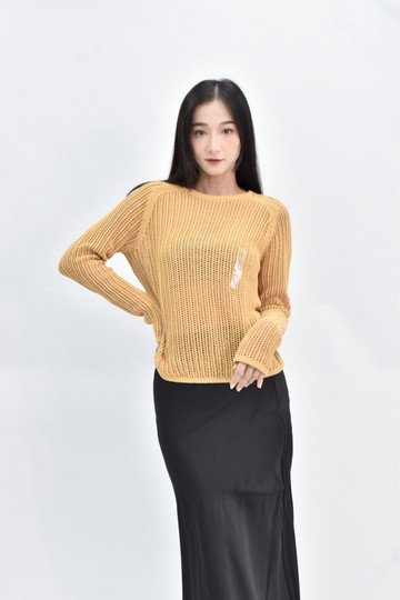 (M) uniqlo and lemaire 棉質純棉針織黃色長袖上衣