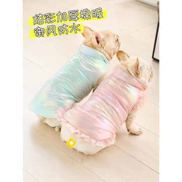 IBEANS新款炫彩狗狗衣服秋冬寵物酷炫馬甲小型犬法斗泰迪保暖加厚