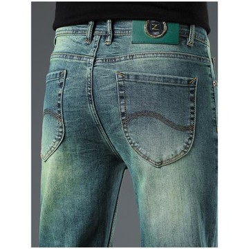 歐美大牌真品高端小蜜蜂翡翠綠牛仔褲男彈力修身痞帥休閑外貿出口