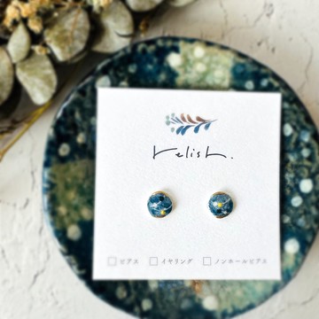 【再販】藍色 水球 金繼 陶瓷 耳針 無耳洞耳環 耳夾 藍色 祭典 夏日 夏日祭典 祭典 水氣球 日式 小巧 迷你 簡約 禮物