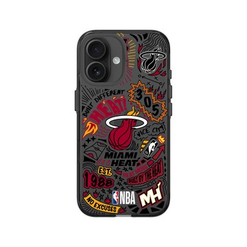 iPhone 16 Clear (相機按鈕) 酷墨灰 - NBA - 塗鴉系列-邁阿密熱火 Miami Heat - Graffiti