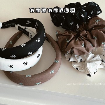 两件9.9折🔥臺灣出貨🔥可開發票✅清新棕藍蝴蝶結大腸髮圈丸子頭髮飾綁發繩扎馬尾頭繩頭飾女新款