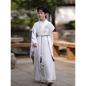 幼兒童古裝漢服超仙氣男童唐朝書生公子詩人李白古詩朗誦演出服裝