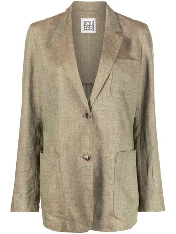 TOTEME - single-breasted blazer - women - Cupro/Linen/Flax - 34 - Green