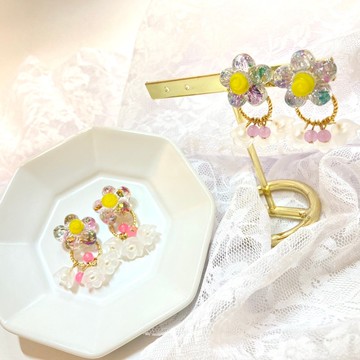 夢幻可愛 透明 花朵  耳環 樹脂飾品 夢幻風 清透 閃亮