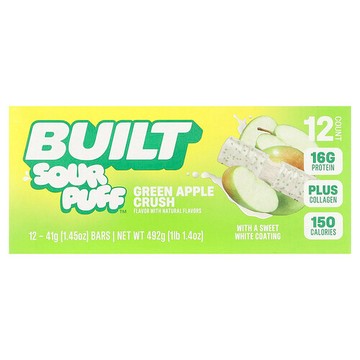 Built, Sour Puff™, Protein Bars, Green Apple Crush, 12 Bars, 1.45 oz (41 g) Each