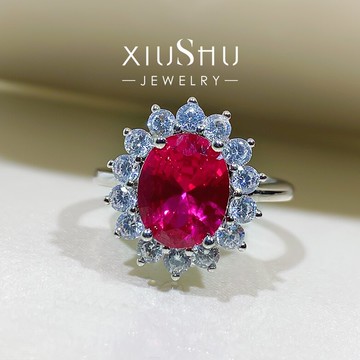 黃鉆戒指女潮人時尚精致仿真鉆石紅寶石鴿子蛋日常款新品