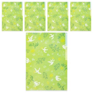 日本 MIDORI 3層資料夾 A4  白鳥 綠色  5個
