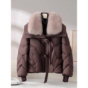 高級感冬季棉服女短款可拆卸毛領加厚保暖新款棉襖面包服外套爆款