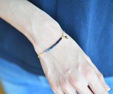 藍手鍊，增強感召力，勝利運氣，財運等九月誕生石14KGF版本