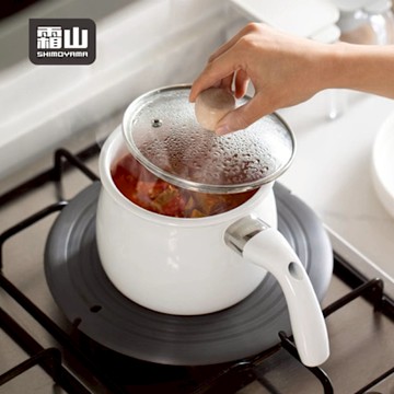 日本霜山 單柄琺瑯牛奶鍋/湯鍋(附玻璃蓋)-1.9L-多色可選