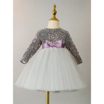 女童生日公主裙洋氣春季超仙禮服兒童主持走秀演出服亮片輕奢高端