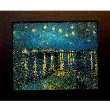 【隆河的星夜】 梵谷 Van Gogh(Vincent) 世界名畫 掛畫 隆河上的星夜 複製畫 壁飾  38x32cm
