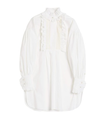 Valentino Cotton-Linen-Blend Ruffled Shirt Dress