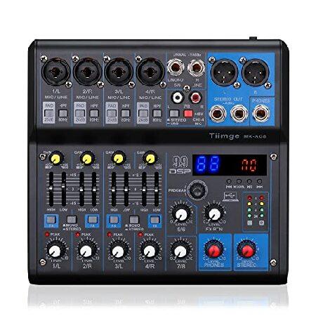 Tiimge Professional 8-Channel Audio Mixer with 99 DSP Effects,2-Band EQ,48V Phantom Power,Bluetooth,MP3,USB Recording Input,Portable Sound Mixing Cons