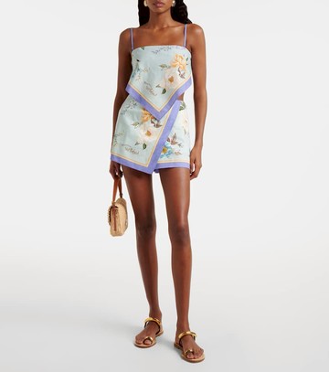 Self-Portrait Floral linen and cotton shorts