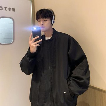 美式vintage棒球服春秋季潮牌高街復古外套雙層工裝飛行員夾克男