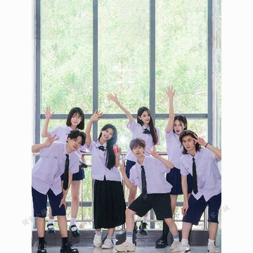 【臺灣-出貨】泰國校服泰式校園風套裝學院風jk制服高中畢業照表演服校服短袖0504