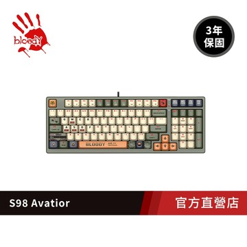 【A4 Bloody】  S98熱插拔 RGB降噪機械紅軸鍵盤 -飛行者 限量版