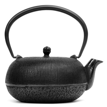 南部鐵器 茶壺 平丸千筋 0.7L 黑色 日本製