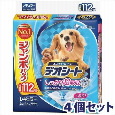 1ケース箱売り ユニチャーム デオシート しっかり超吸収 無香消臭タイプ レギュラー ジャンボパック 112枚入×4個セット