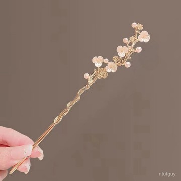 高級感精緻山茶花髮簪氣質盤髮國風髮釵古風古典中式旂袍簪子頭飾 NXB3
