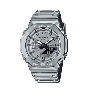 CASIO 卡西歐 G-SHOCK 金屬光澤 精緻美學 雙顯錶款 銀_GM-2100YM-8A_44.4mm