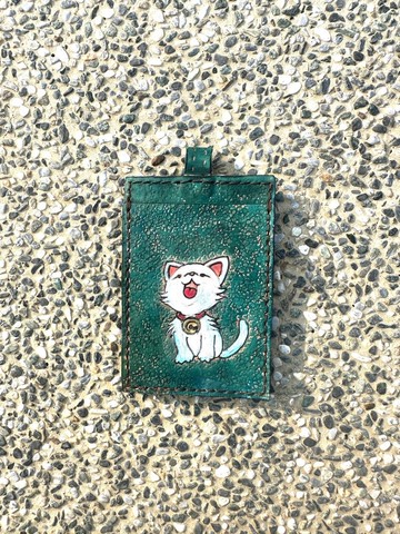 Manzoku | 可訂製 | 純手工皮革雕刻縫製 | 真皮卡夾證件套貓寵物