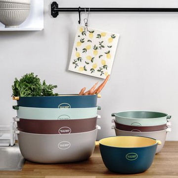 北歐ins風雙層洗菜盆洗水果籃廚房瀝水濾水籃淘米籃創意收納果盆