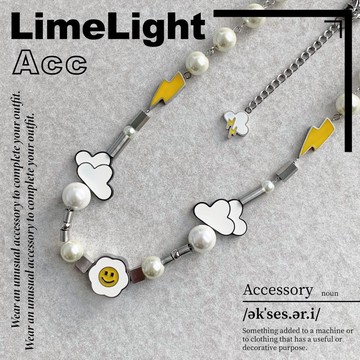 ☆LimeLight☆ 天氣預報 / 雲 雲寶寶 天氣 閃電 笑臉 珍珠 珍珠項鍊 拼接項鍊 鈦鋼 飾品 項鍊 27