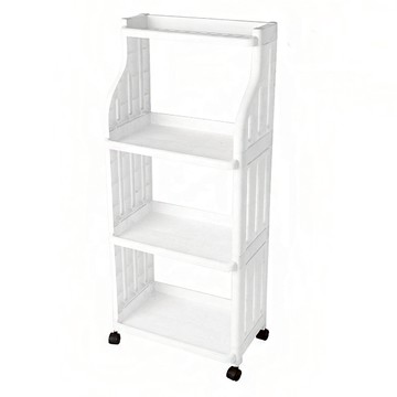 品屋 收納架 可移動置物推車  縫隙收納  廚房/浴室收納  大三層  白色  1個  41 x 25 x 20 cm