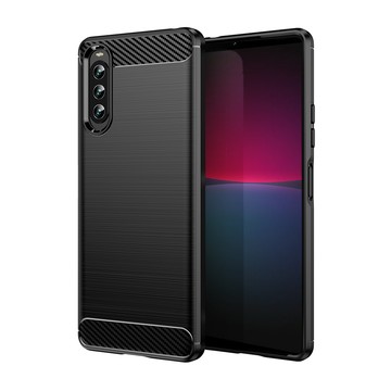 YANG YI Sony Xperia 10 IV 碳纖維拉絲紋軟殼散熱防震抗摔手機殼-黑