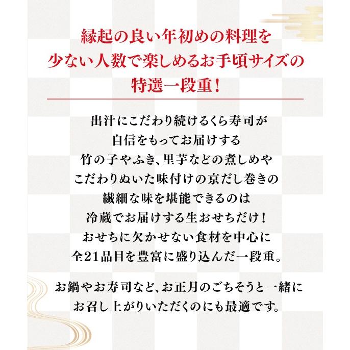 ボーナスストア エントリーでポイント10倍 おせち 2024 予約 くら寿司 特選一段重 (冷蔵で12 31お届け お食事券1,000円分 1~2人前