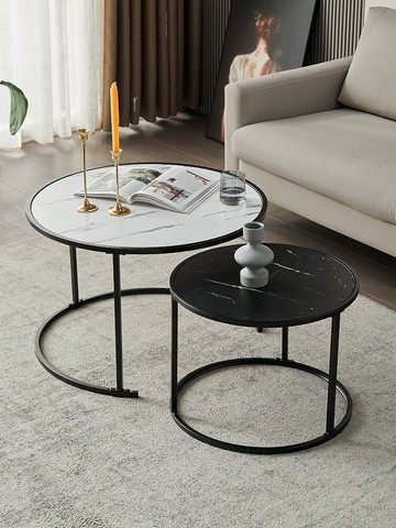 輕奢小茶幾現代小戶型家用客廳北歐圓形桌子簡約酒店民宿伸縮茶幾