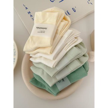 堅果媽咪 白色襪子女中筒襪春秋夏款無骨月子襪夏季堆堆長筒棉襪