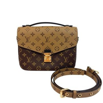 二手品 九成新LOUIS VUITTON路易威登 M44876經典Monogram METIS 雙色手提/斜背郵差包