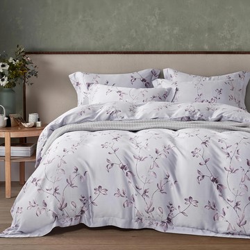 60支100%純天絲TENCEL 加大4件組  清櫻  床包152 x 188cm+兩用被套182 x 212cm+枕套47 x 75cm  床包+兩用被+枕套組